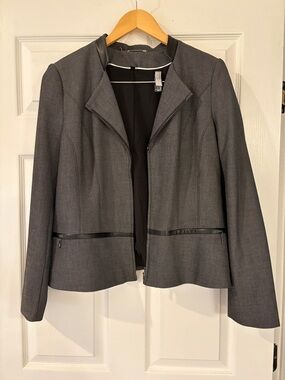 White House Black Market Charcoal Zip-Pocket Ponte Blazer